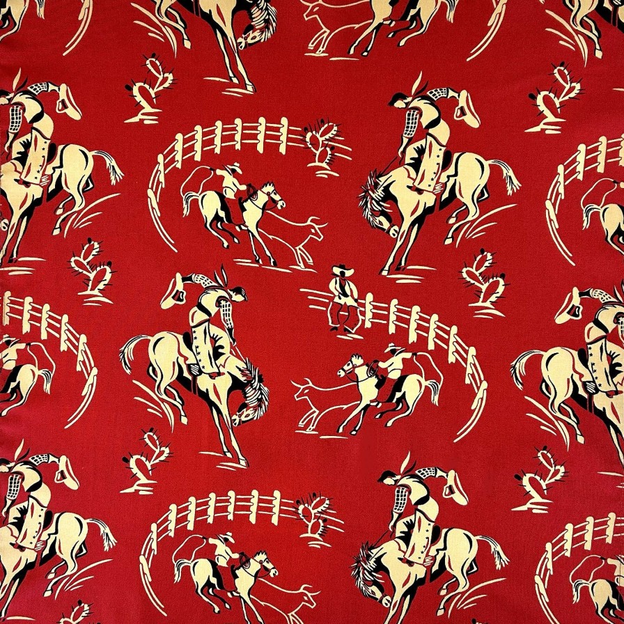 Kids Rockmount Ranch Wear Bandanas | Vintage Rockmount Bronc Western Cotton Bandana In Red