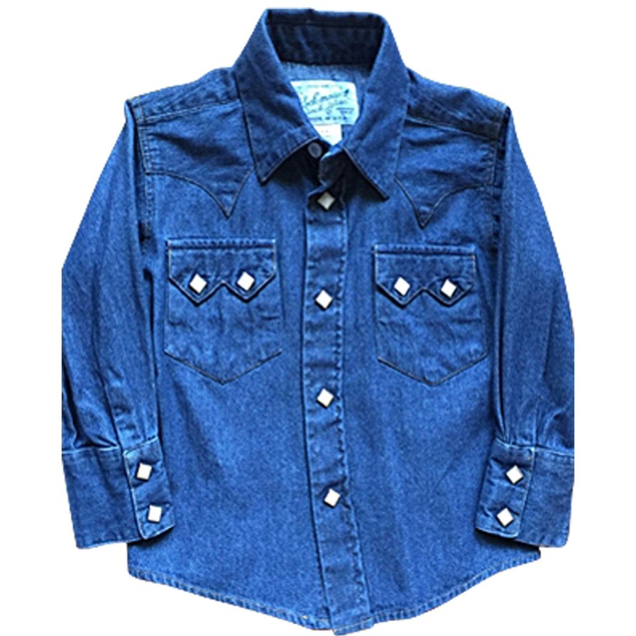 Kids Rockmount Ranch Wear Solid Shirts | Kid'S Classic Stonewashed Denim Western Shirt